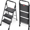 KINGRACK 3 Step Ladder Sturdy Step Stool with Handrail - 800lbs