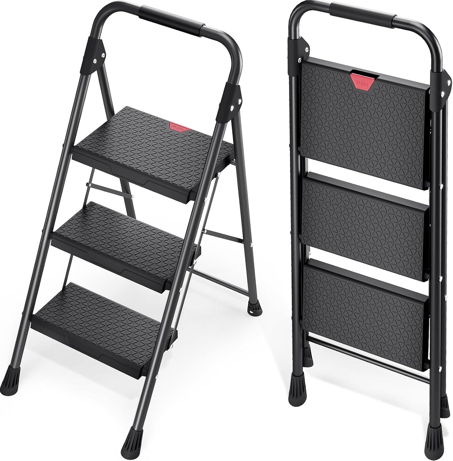 KINGRACK 3 Step Ladder with Handrail for Home and Kitchen