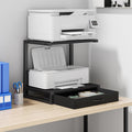 2-Tier Desktop Printer Stand with Fabric Drawer - Space Saving