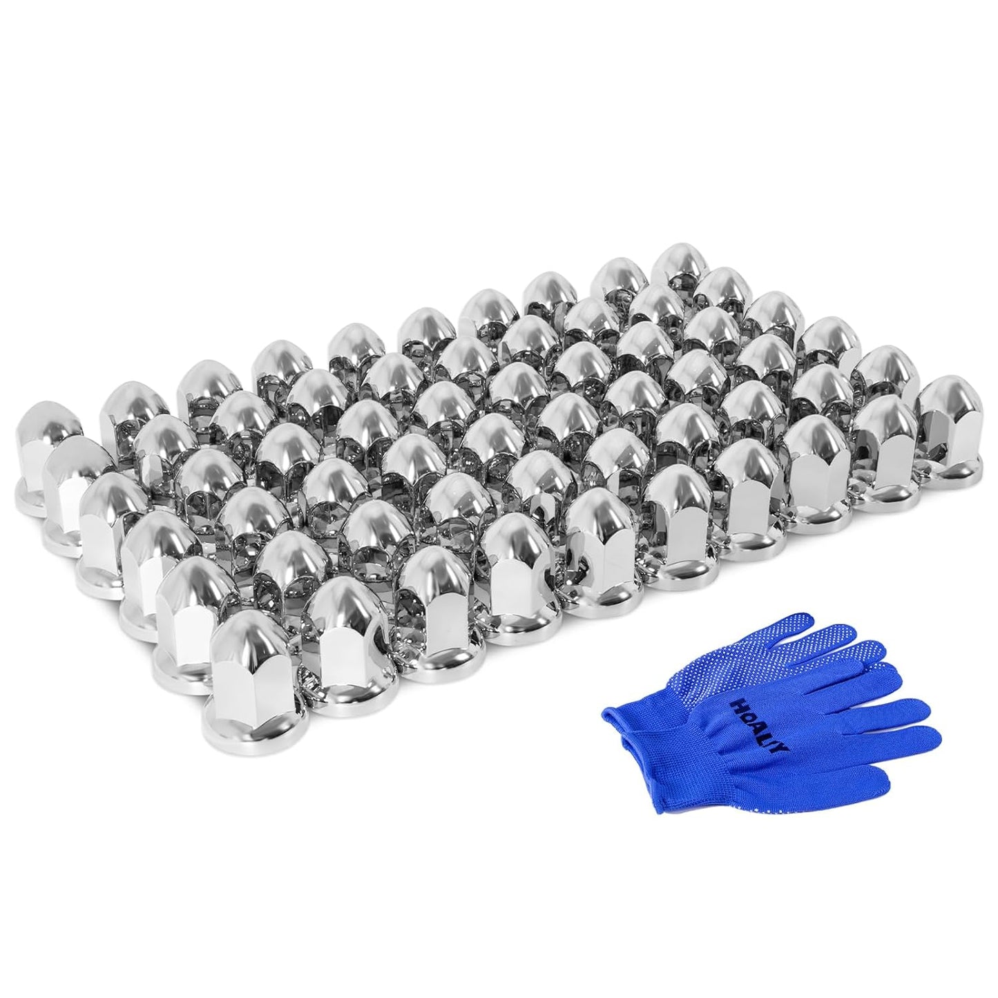 60Pcs Chrome Plastic Lug Nut Covers for Semi Trucks - Durable
