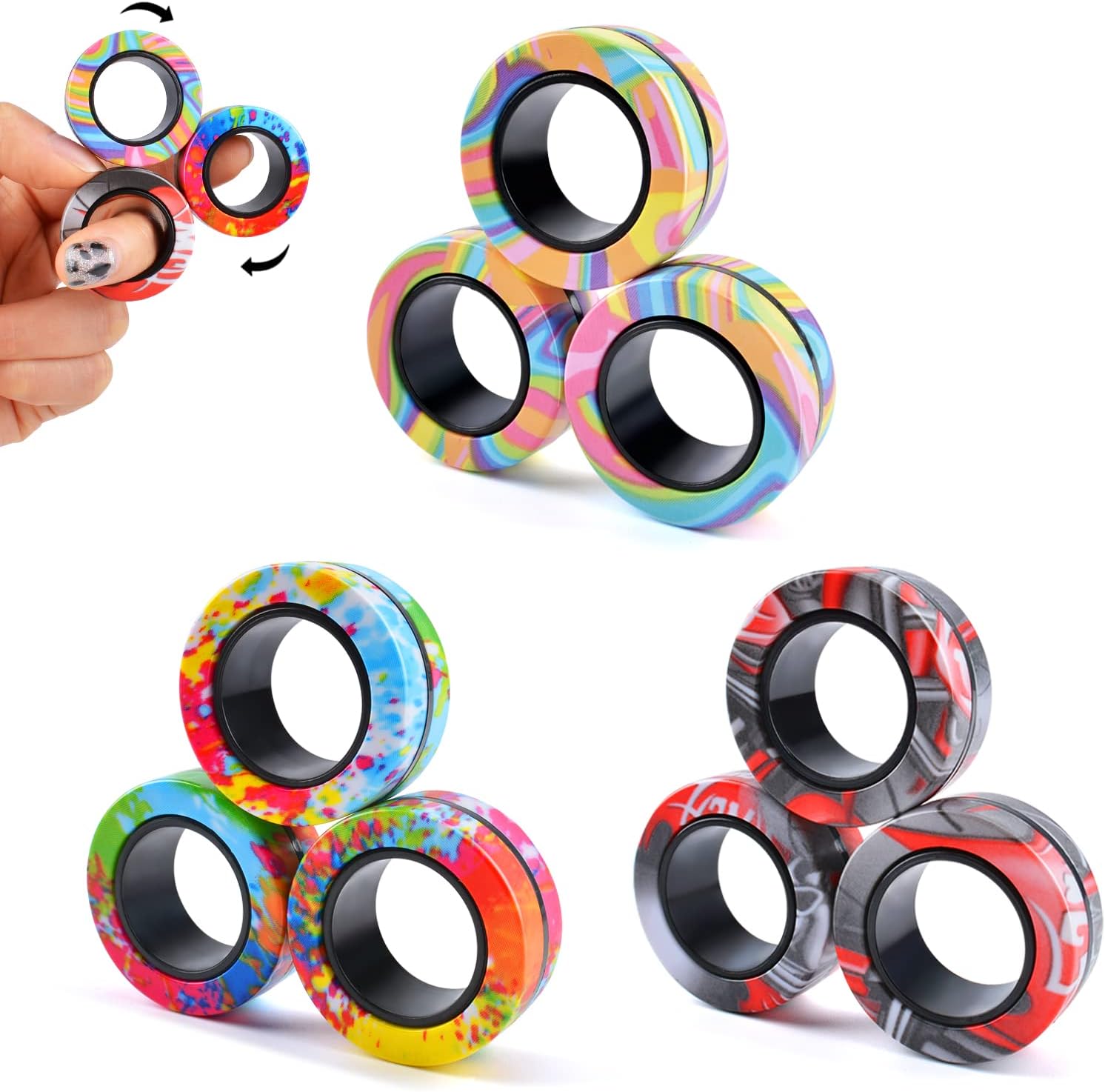 Magnetic Rings Fidget Set: Anxiety Relief & Focus Boost
