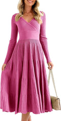 Womens Long Sleeve Knit Midi Sweater Dress - Flattering Fit