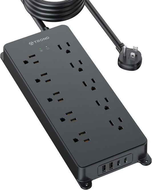 TROND Power Strip Surge Protector with 15ft Long Extension Cord