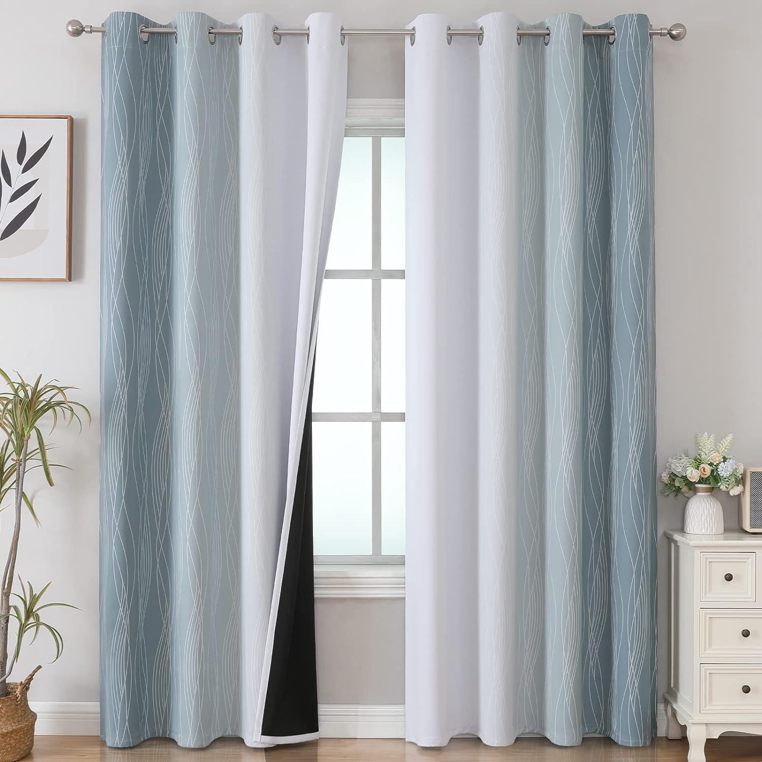 Ombre Blackout Curtains for Bedroom and Living Room 84 Inches