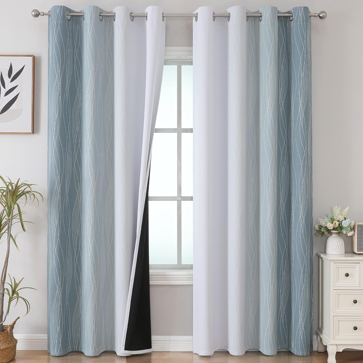Ombre Blackout Curtains 102 Inches Long for Living Room Decor