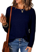 Womens Cable Knit Oversized Crewneck Sweater - Lightweight Casual