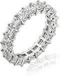 Sterling Silver Princess Cut All-Around Band Ring - Brilliant CZ