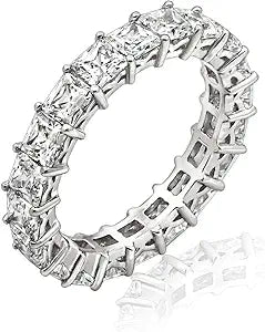 Sterling Silver Princess Cut All-Around Band Ring Review