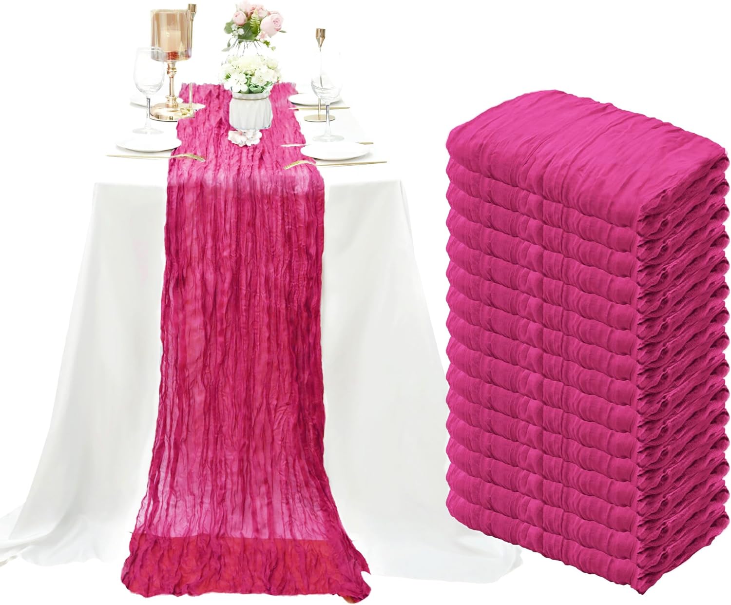 15 Pack Cheesecloth Table Runner by SATULGAU for Events