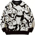Yimoon Men Oversized Sweater Crewneck Pullover - Cozy Cable Knit