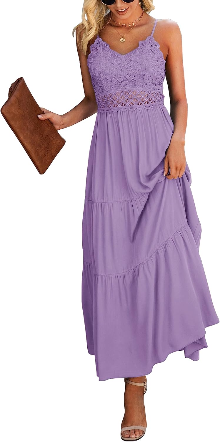 Dokuritu Women's Beach Crochet Lace Maxi Dress for Summer Fun