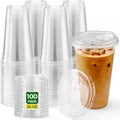 Glotoch Express Clear Plastic Cups with Lids 24oz - Value Pack