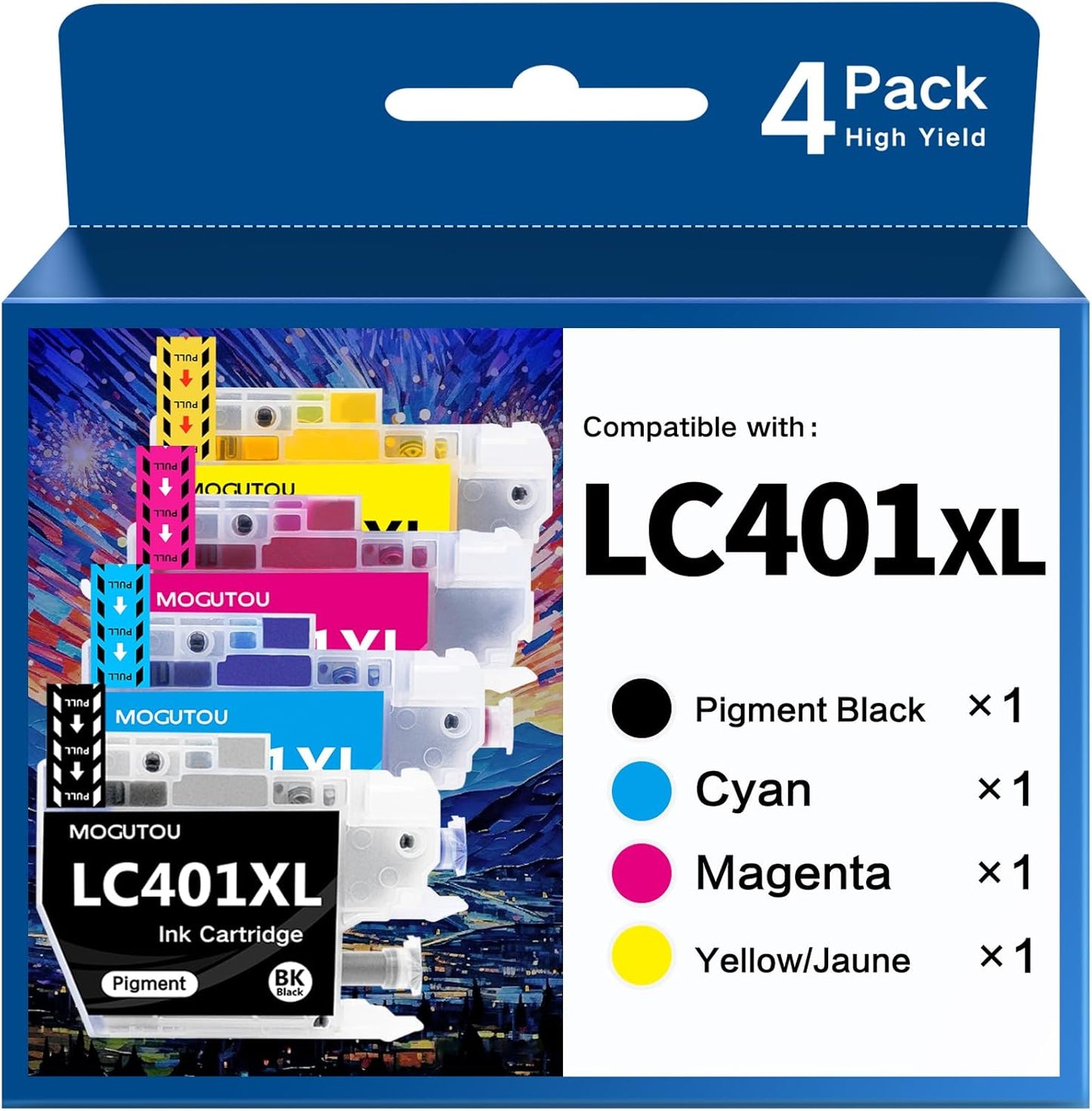 High Yield Ink Cartridges 4PK for Brother Printer
