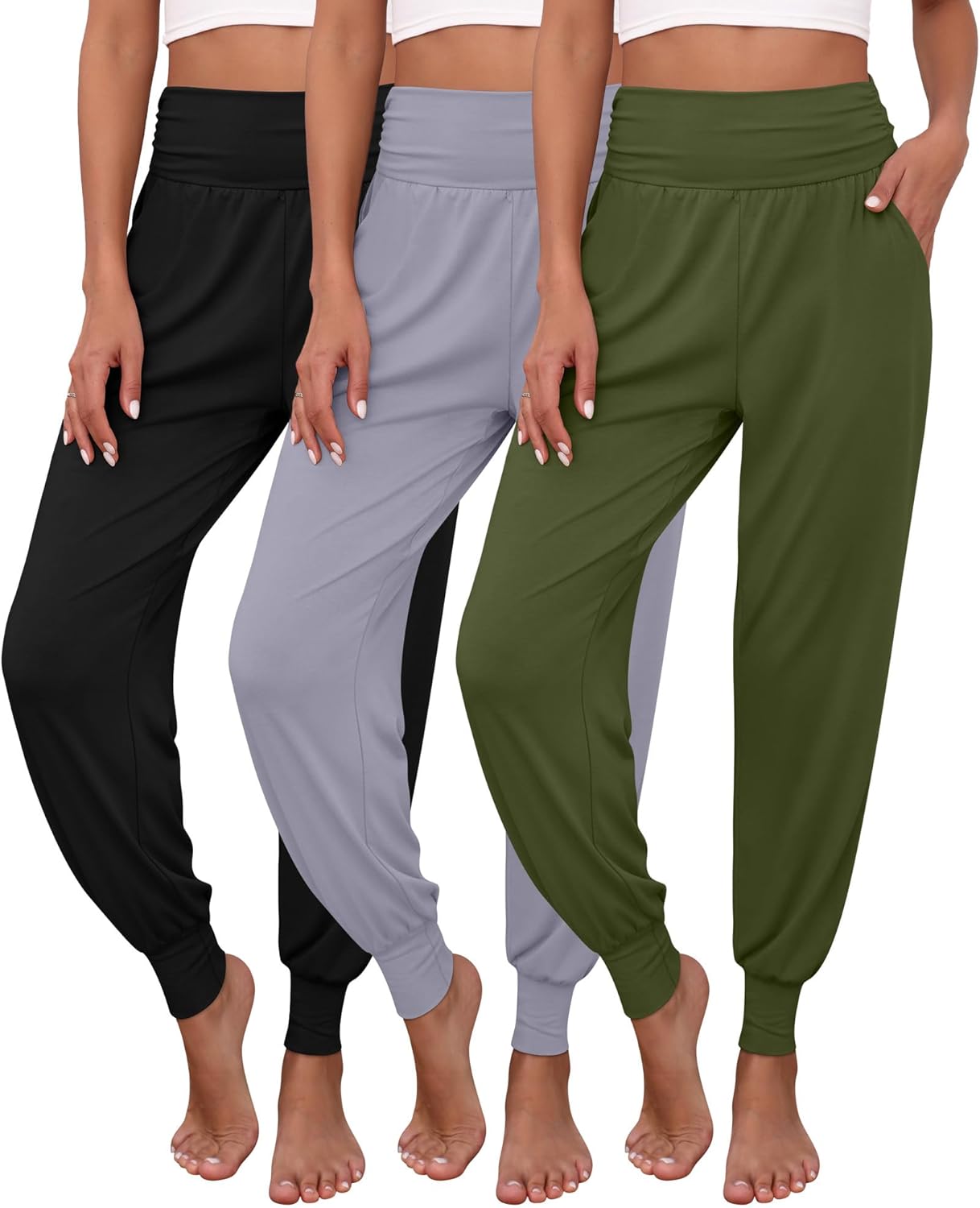 Ficerd Women's Lounge Pants 3 Pack Cozy Yoga Joggers with Pockets