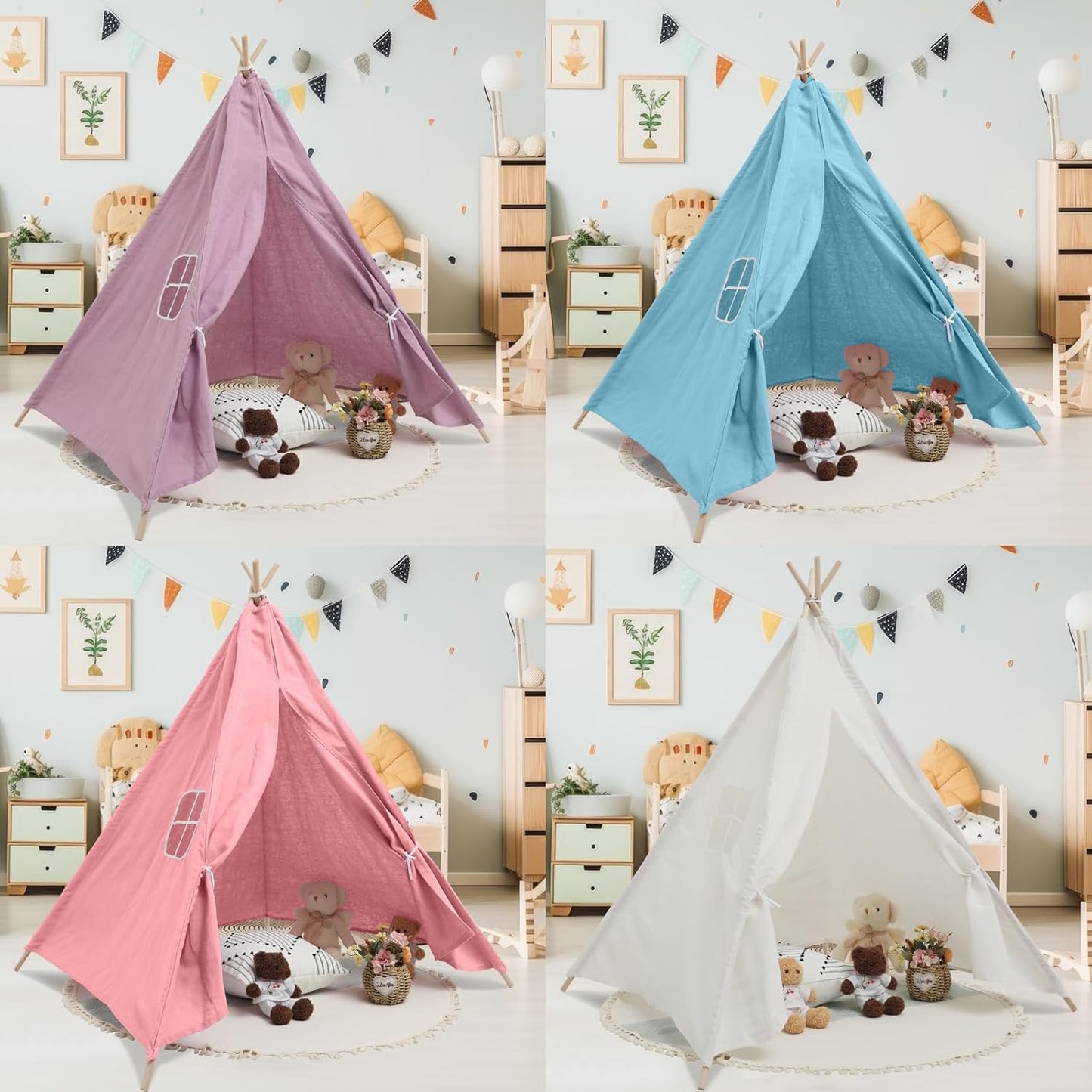 Foldable Teepee Tent Set for Kids by Wesnoy - Ultimate Play & Relaxation Area