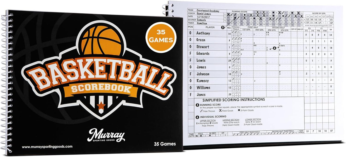 Murray Sporting Goods Basketball Scorebook for 35 Games Stats