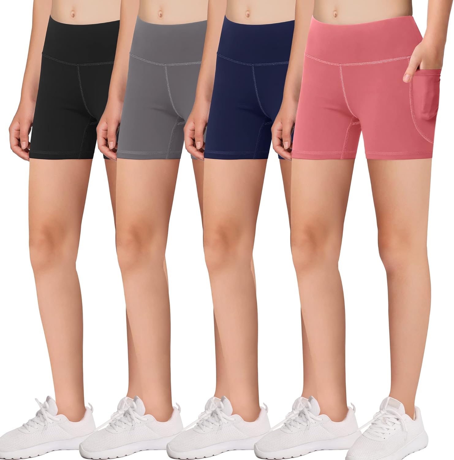 MIRITY Girls' Athletic Biker Shorts with Pockets for Active Kids
