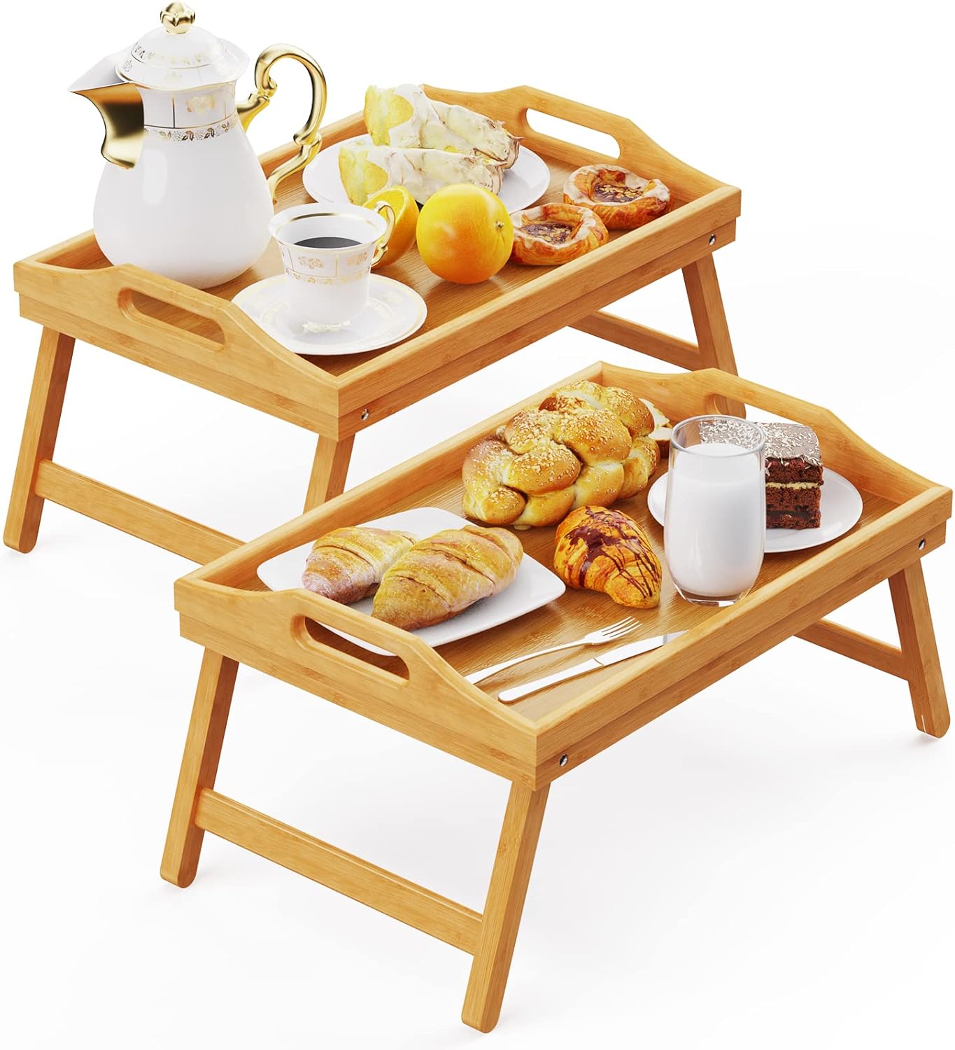 Portable Bamboo Breakfast Tray Set - Easy Dining & Comfort Anywhere