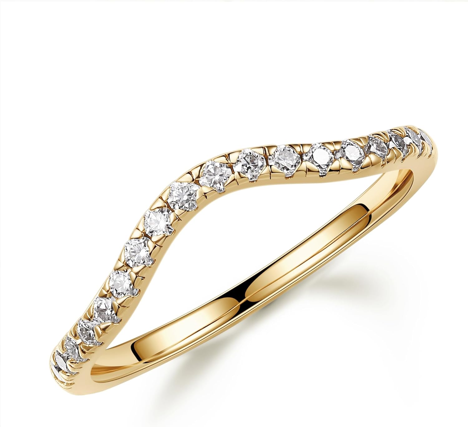 Stunning Moissanite Curved Wedding Band for Women in Gold