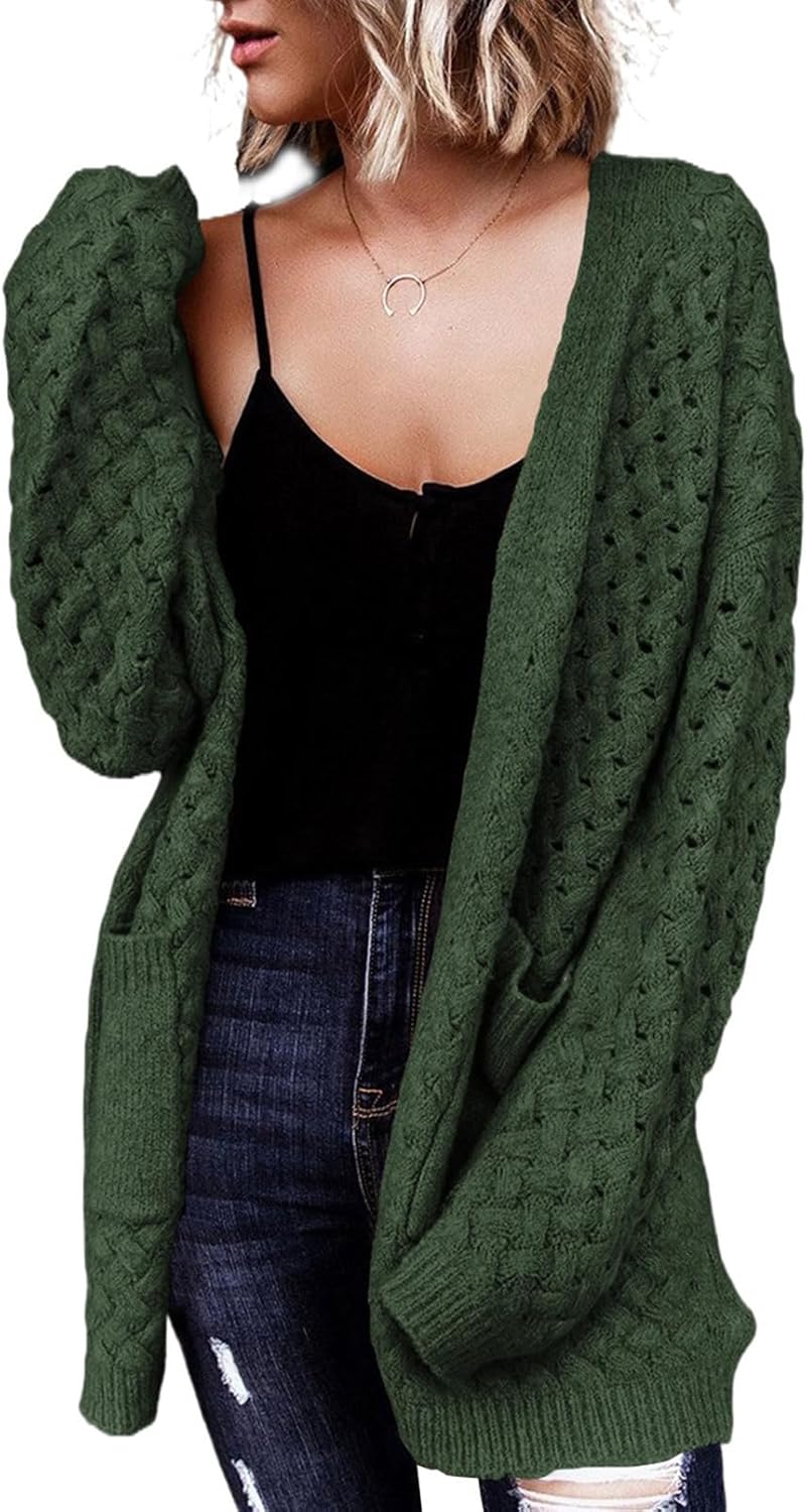 Dokotoo Women's Open Front Long Sleeve Chunky Cardigan Sweater