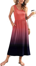 WNEEDU Women's Summer Maxi Dress Sleeveless Tropical Beachwear