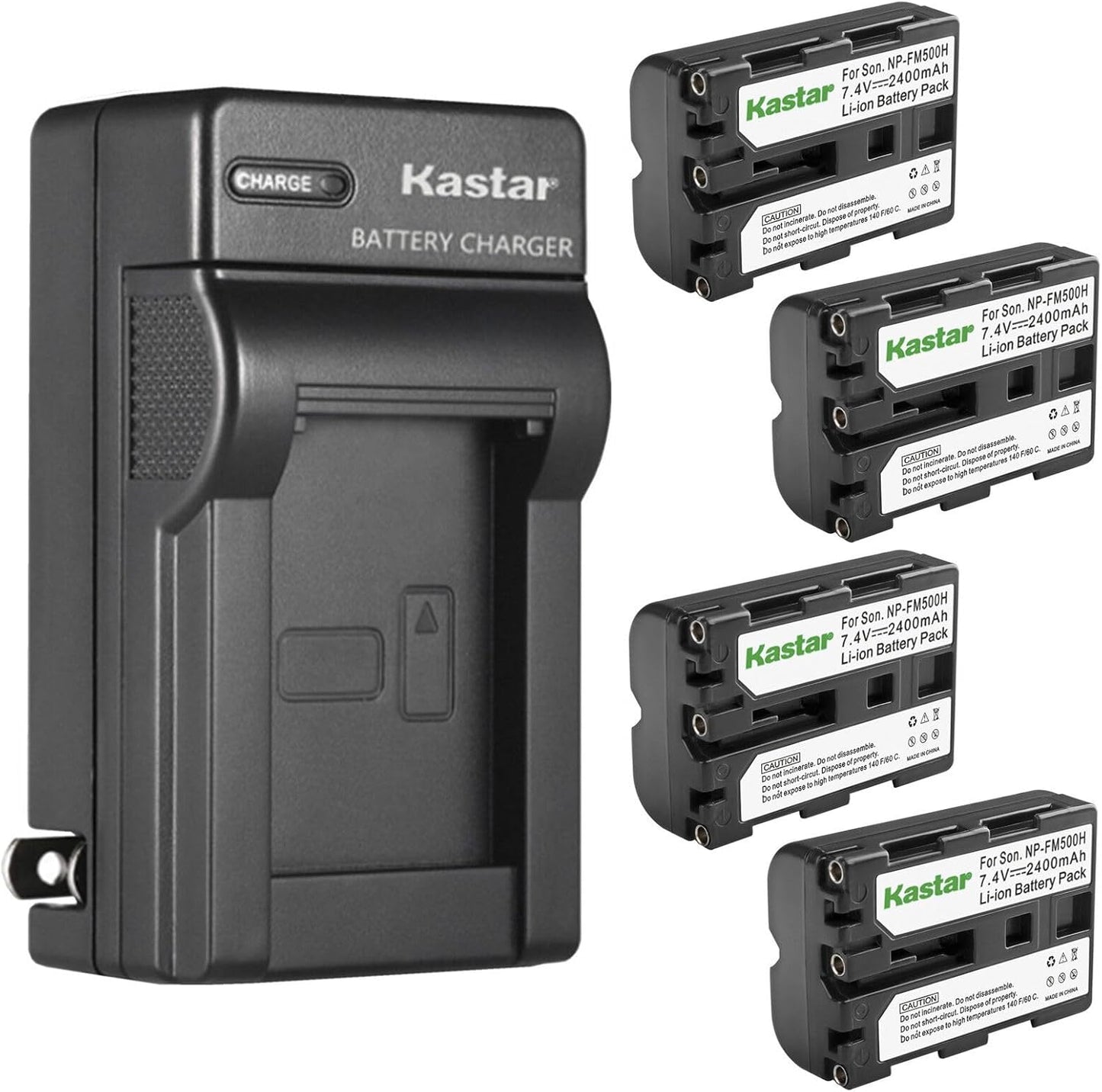 Kastar 4-Pack Battery and AC Wall Charger for Sony Cameras