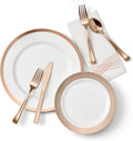 Premium Elegant Plastic Dinnerware Set - 175 Pc Rose Gold for 25