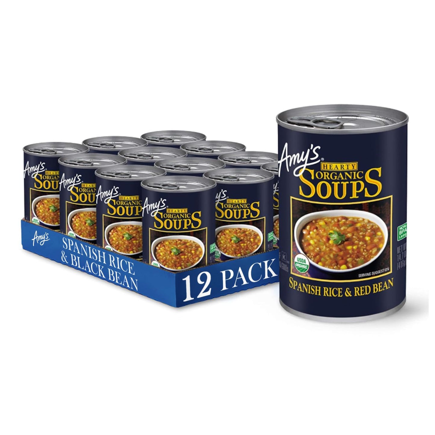 Amy's Vegan Hearty Spanish Rice and Red Bean Soup, 12 Pack