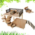 Hamster Playground Wooden Climb Platform - Natural Wood Activity Set