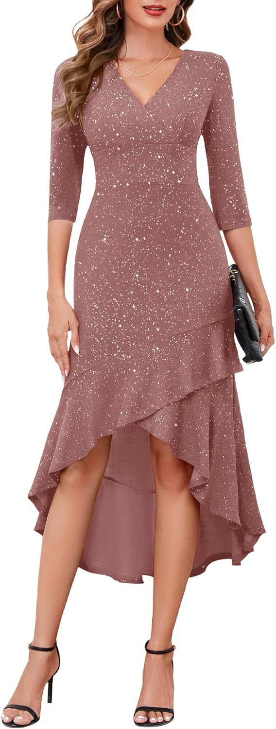 BeryLove Women Sequin Formal Cocktail Glitter Dress for Events