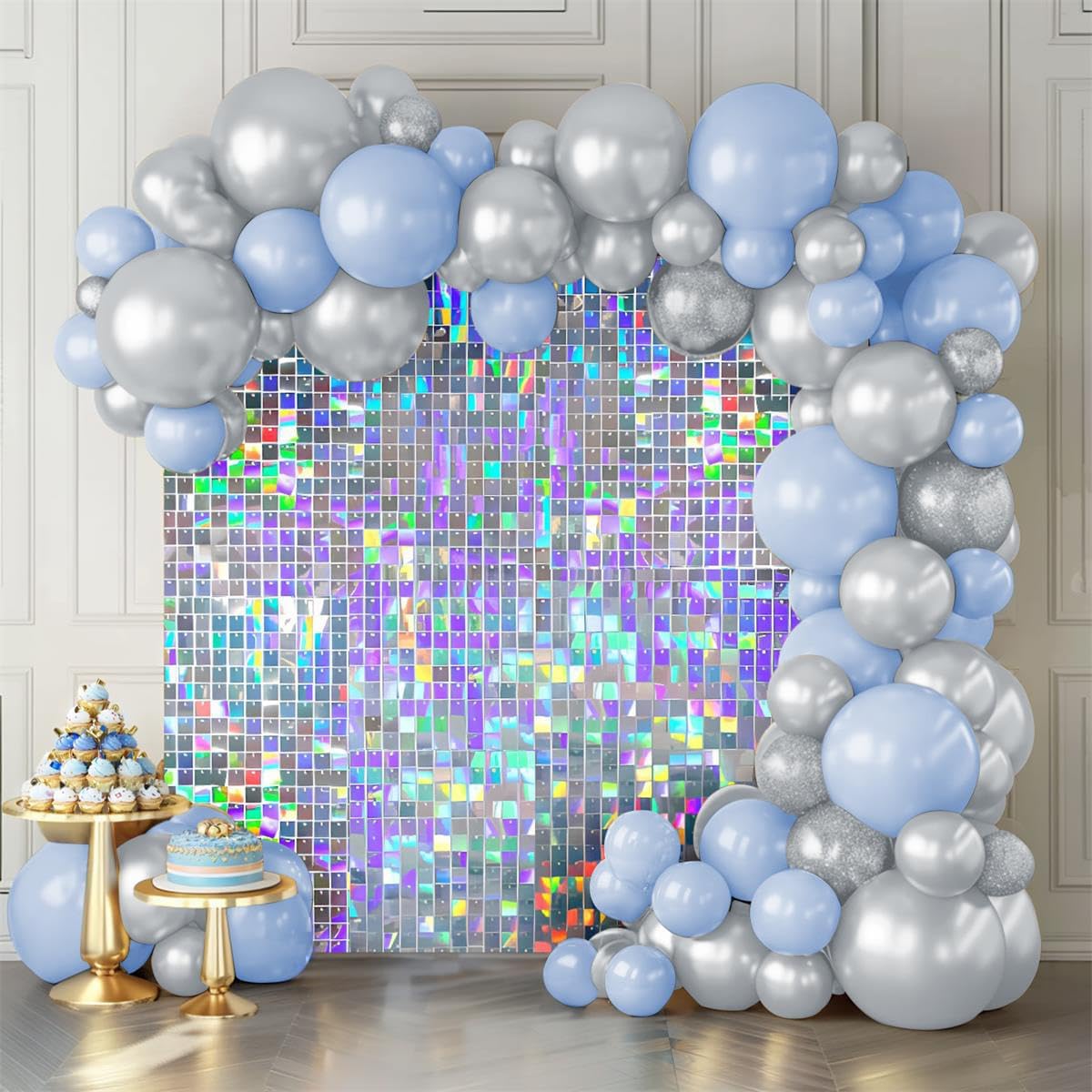 Shimmer Wall Backdrop Iridescent Silver Panels for Events