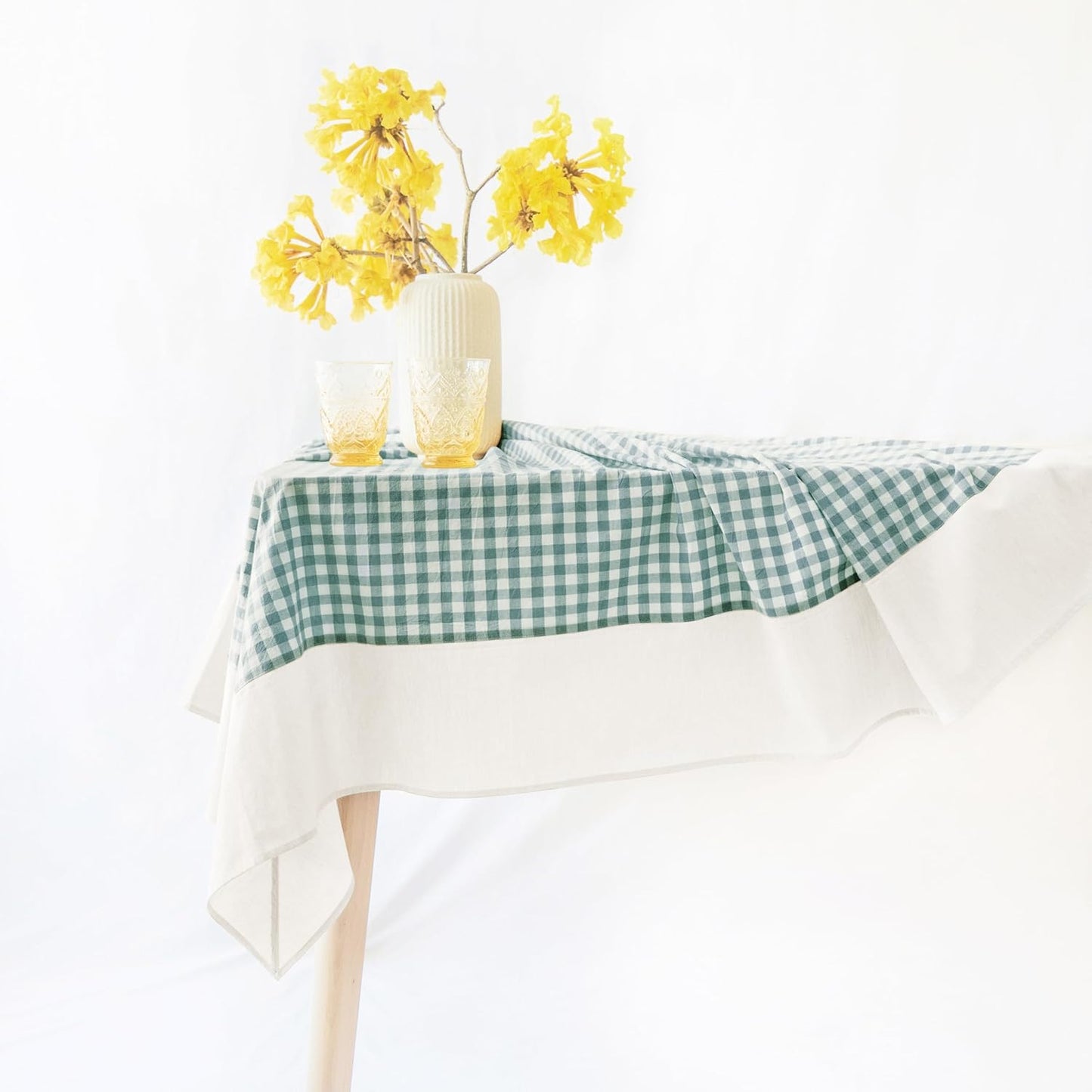 Gingham Checkered Rustic Tablecloth for Kitchen and Dining Room