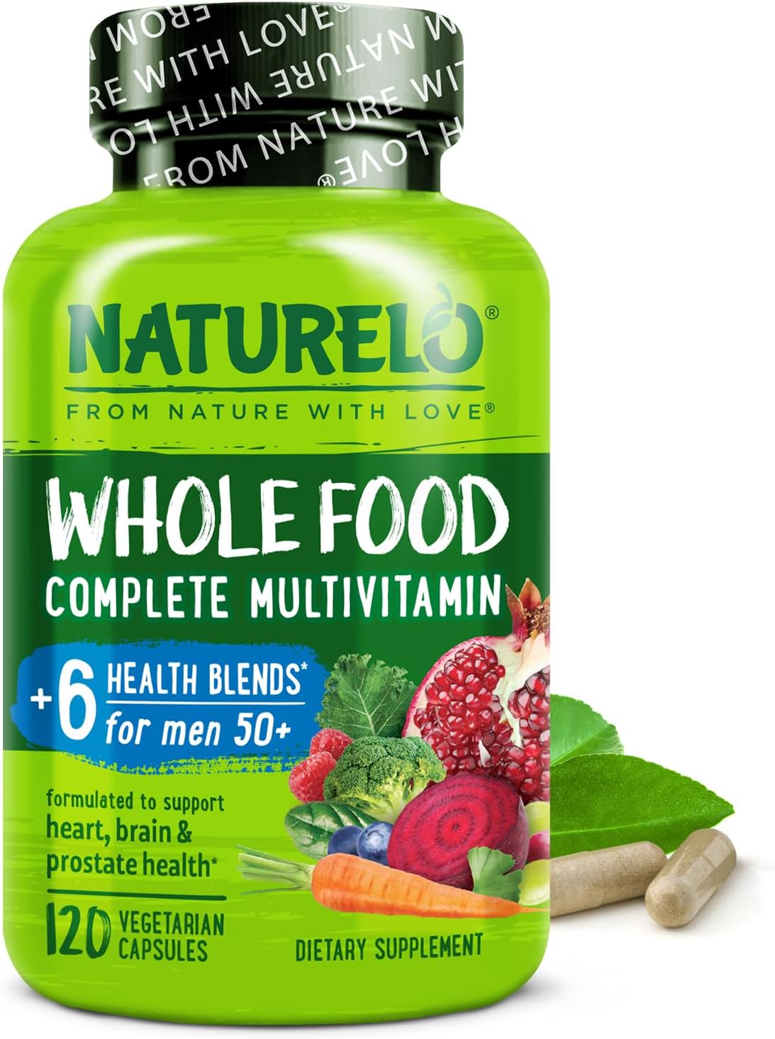 NATURELO Whole Food Multivitamin for Men 50+ - Premium Health