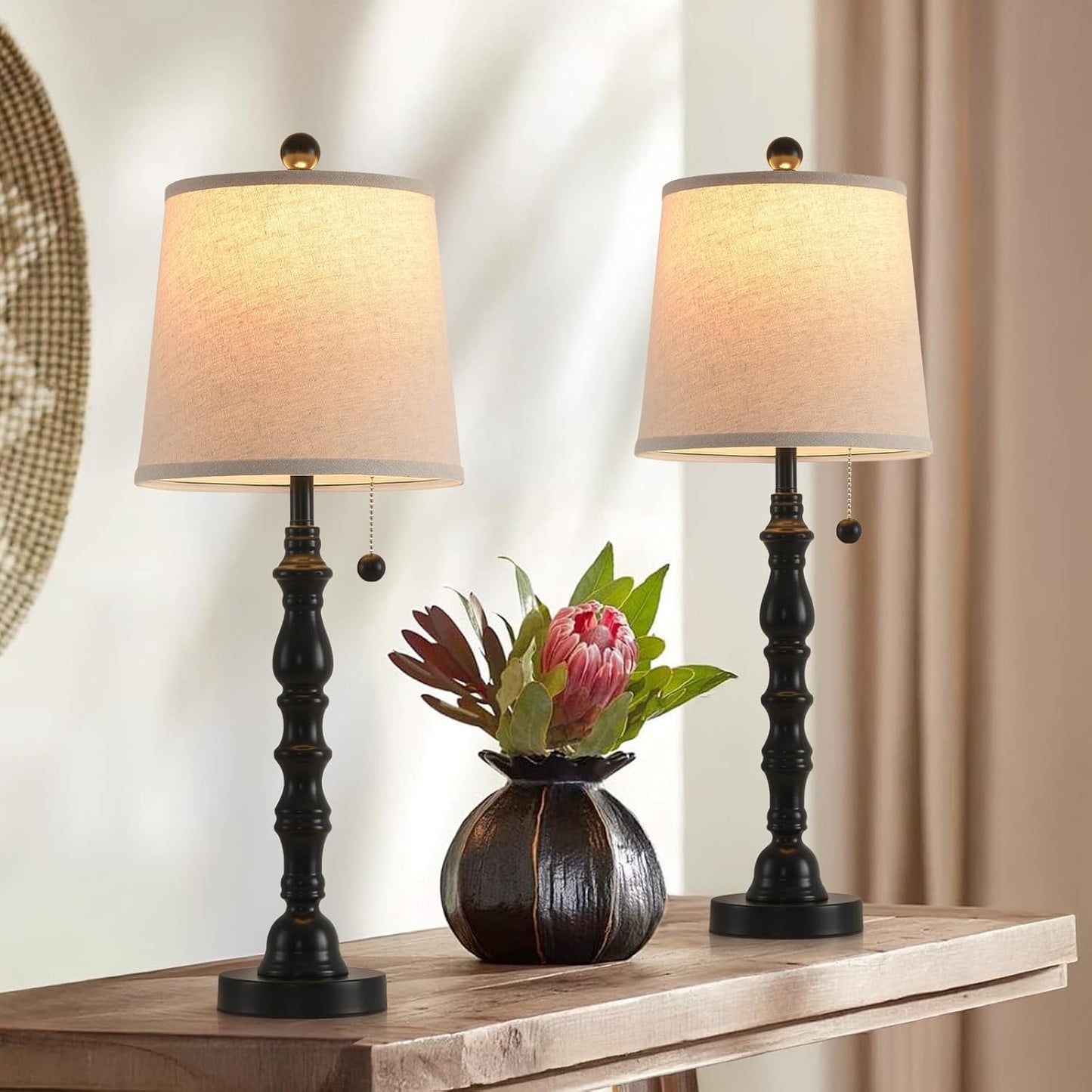 Modern Farmhouse Table Lamp Set of 2 for Elegant Lighting