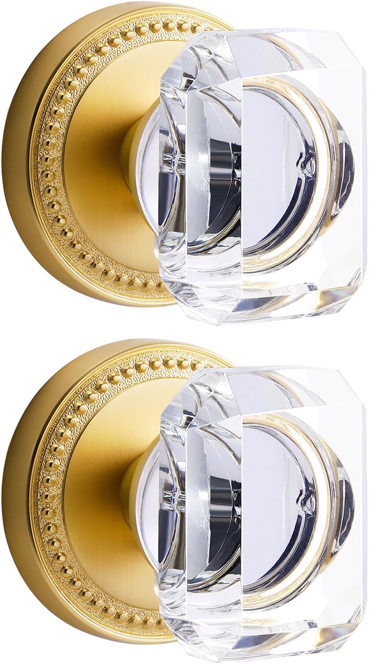 Gold Door Knobs with Crystal Design for Elegant Interiors