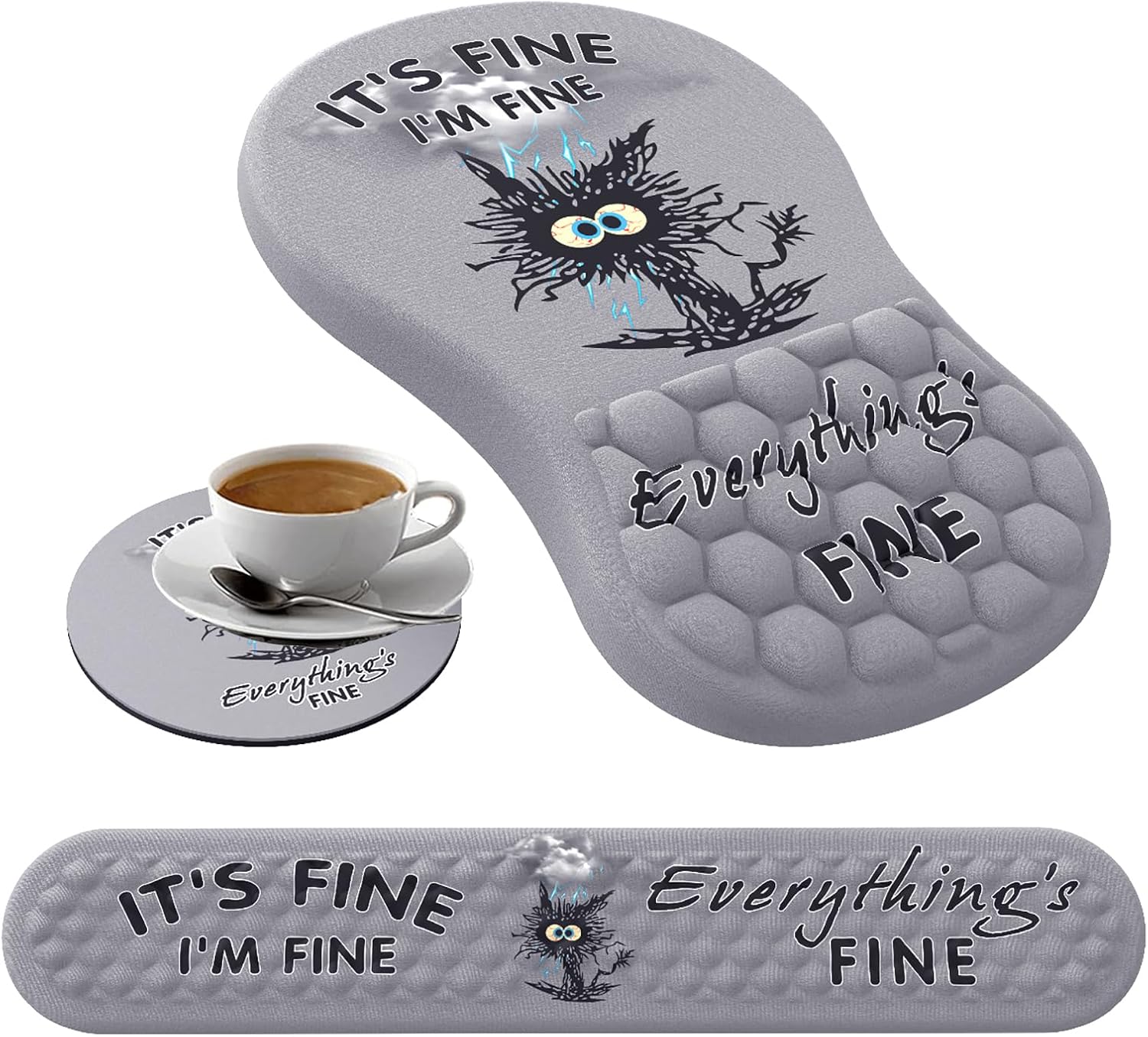 Ergonomic Mouse Pad Set: Pain Relief & Comfort - Black Cat