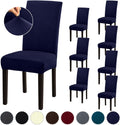 Chair Covers Stretch Dining Room Chair Covers Set of 8 - Navy Blue