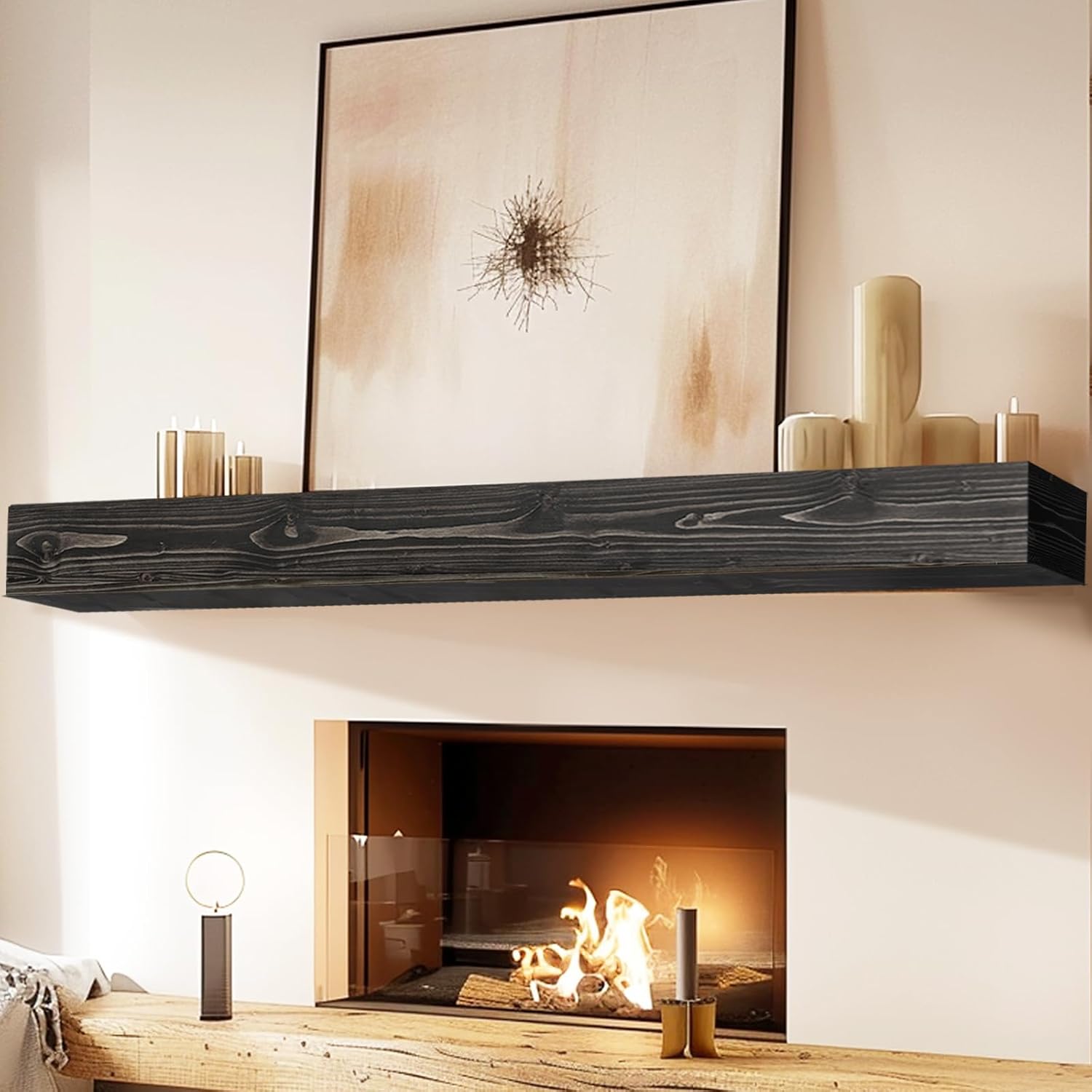 72in Handmade Solid Wood Fireplace Mantel for Elegant Decor
