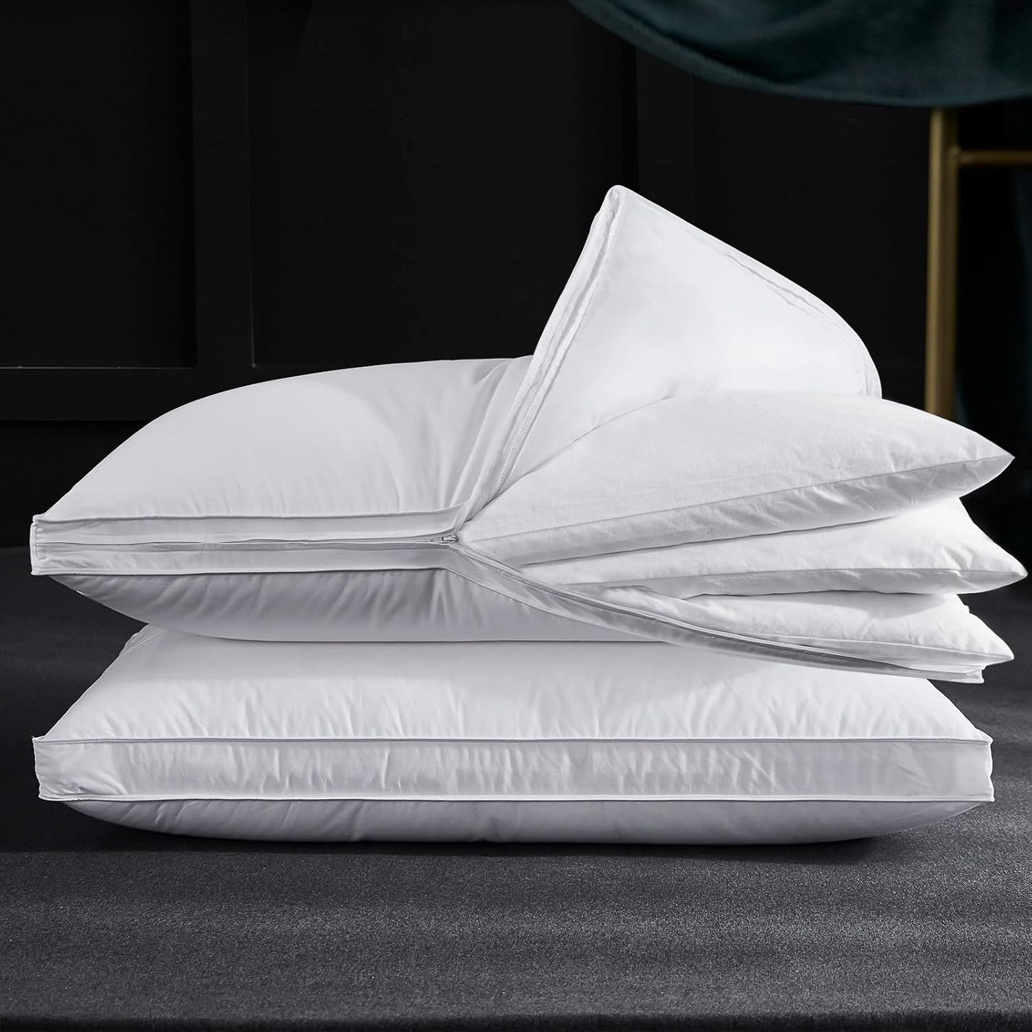 Adjustable Layer Goose Feather Pillow for Ultimate Comfort