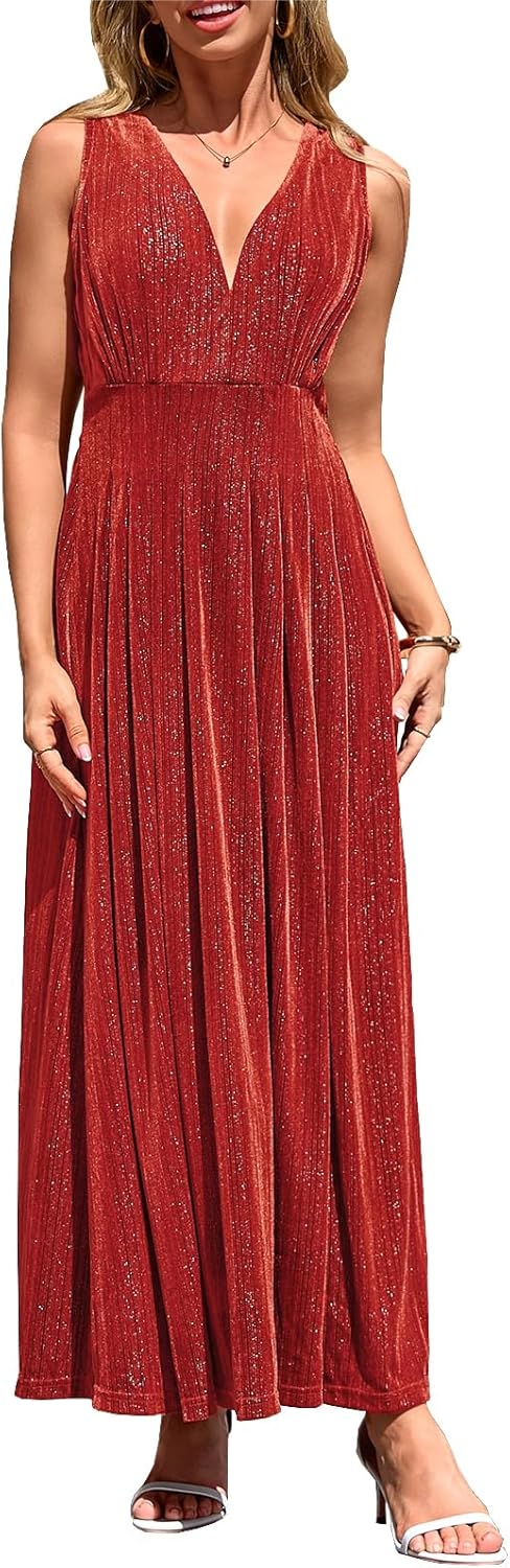 Women's Sleeveless Velvet Maxi Dress for Formal Occasions