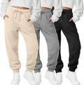 3 Pack Girls Ribbed Cuff Sweatpants Joggers - Elastic Waist Drawstring