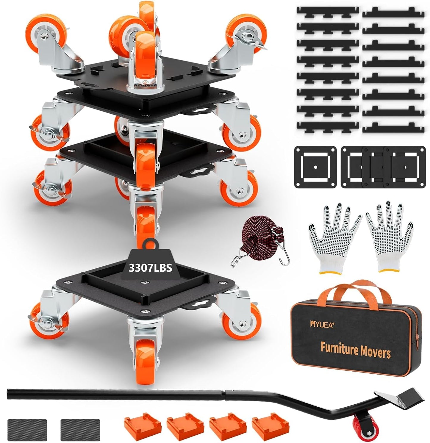 MYUEA Heavy Duty Furniture Dolly with 5 Wheels - 3307 Lbs Capacity