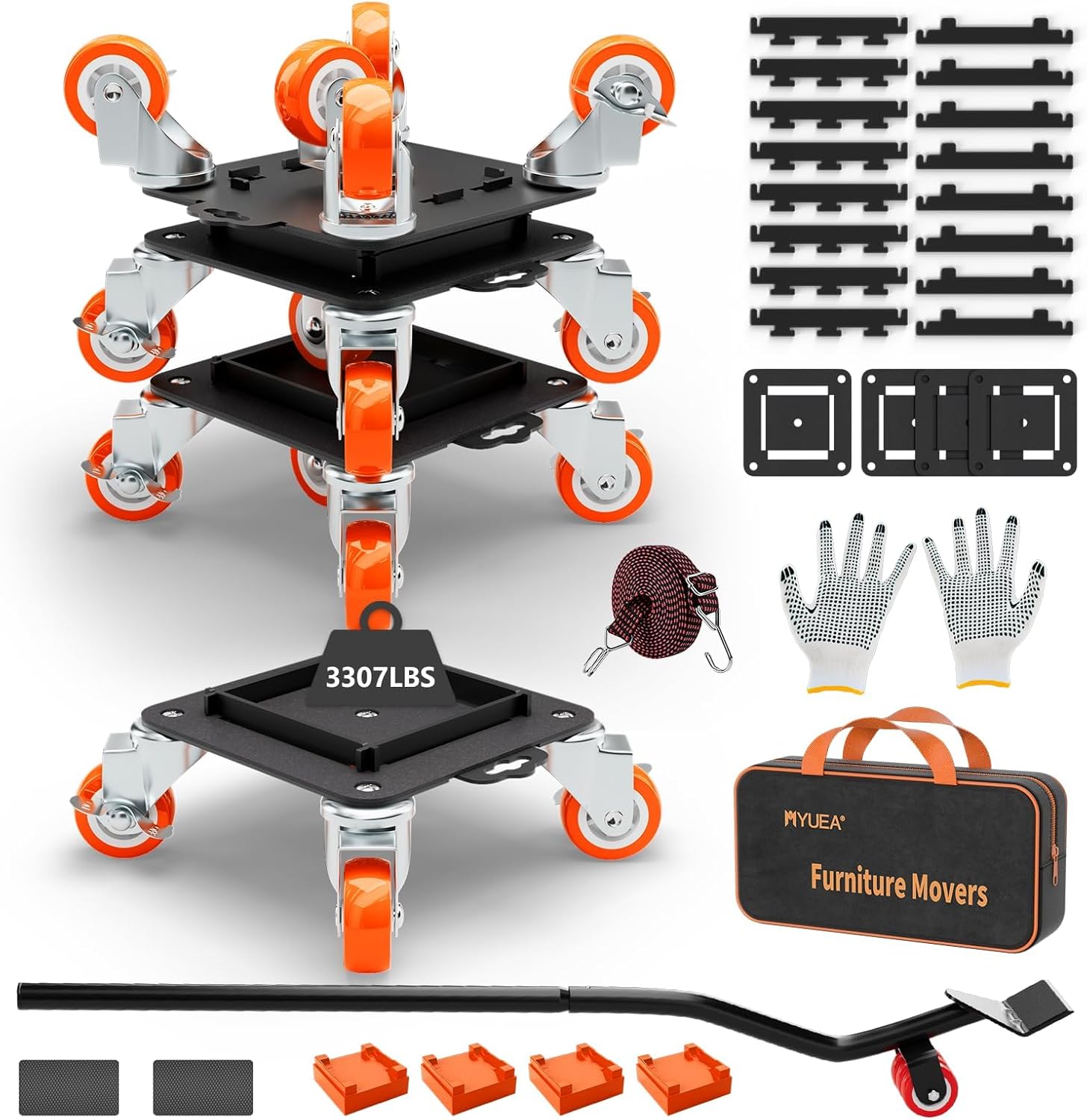 MYUEA Heavy Duty Furniture Dolly with 5 Wheels - 3307 Lbs Capacity