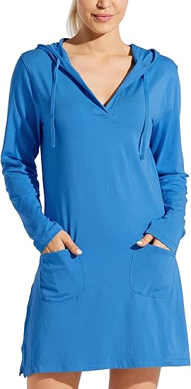 Willit Women's Long Sleeve Cotton Swim Cover Up for Sun Protection