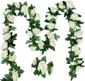 10PCS Fake Rose Garland 7.5Ft Artificial Rose Vines - Light White
