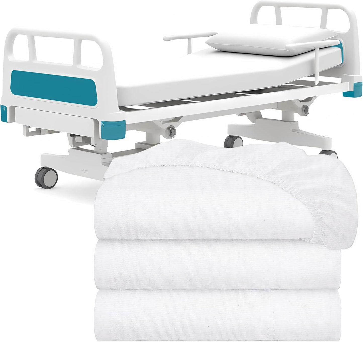 White Classic Fitted Hospital Bed Sheets Set of 3 for Comfort