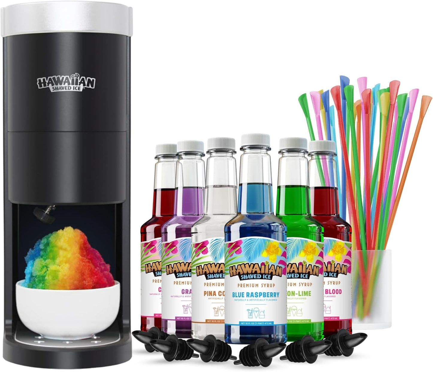 Hawaiian Shaved Ice HomePro Kit: 6 Flavor Syrups & Essential Accessories