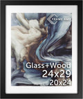 Frame Amo 24x29 Black Solid Wood Poster Frame with White Mat - Gallery