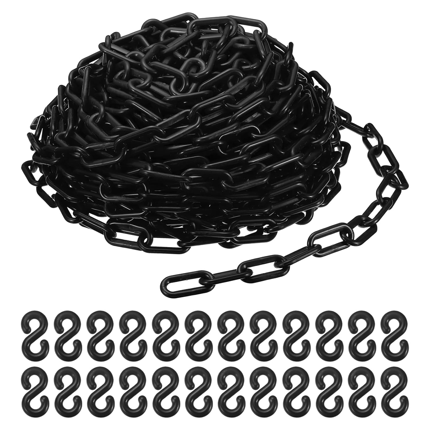 PATIKIL 100 Foot Black Plastic Chain Links for Crowd Control