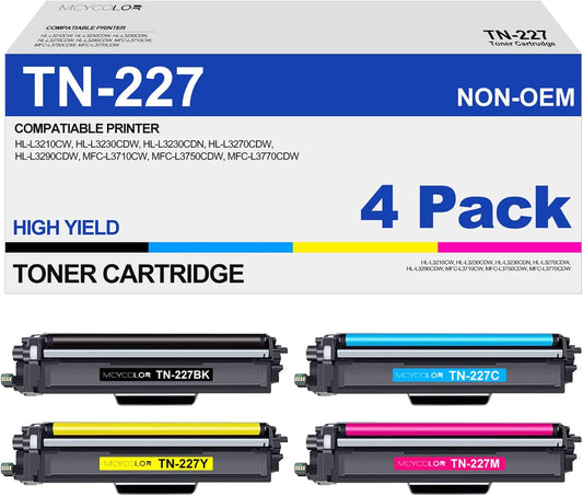 4 Pack High Yield Toner Cartridges - MCYCOLOR for Brother Printers